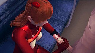 evangelion hentai asuka gets licked and blown in tokyo subway cosplay