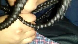 shy girl giving a wet hairstyle