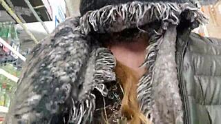 Naughty Wife Hazel Exposes Natural Tits Shopping Outdoors in Public Shop