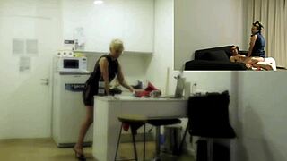 Sharing cock with stepsister bent over!