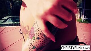 Hot babe Christy Mack touches herself in the shower.