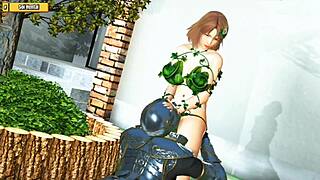 Deepthroat and anal doggystyle with a big ass babe leading to creampie in hentai 3d garden scene.