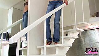 My Tiny Jean Miniskirt Barely Covers Panties