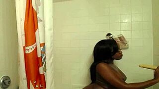 I shower my big ebony ass and masturbate