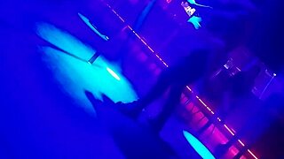 Gogo dancer tempts married brunette into a steamy dance reveal