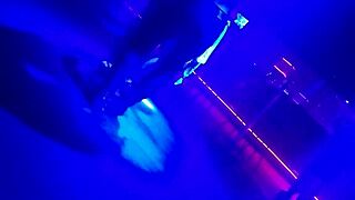 Gogo dancer tempts married brunette into a steamy dance reveal