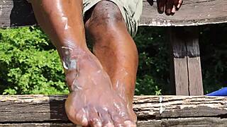 Gays, Here's Your Fan Request: Close-Up Black Foot And Monster Cock Fetish Action!