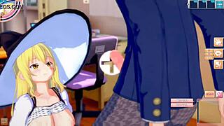 Marisa Kirisame gets big breasts rubbed in 3DCG Touhou hentai game