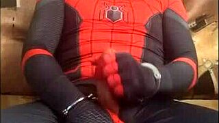 Gay Spiderman Rocks Solo in Tight Spandex Suit! 🕷️💪