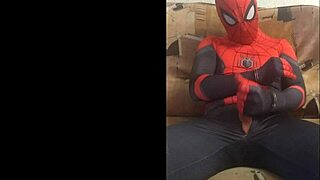 Gay Spiderman Rocks Solo in Tight Spandex Suit! 🕷️💪