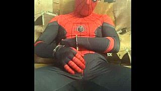 Gay Spiderman Rocks Solo in Tight Spandex Suit! 🕷️💪