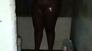 married woman takes relaxing bath in the shower