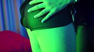 Exploring polyamorous love with kissing and striptease in dresses and heels