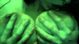 She's playing with her big boobs!