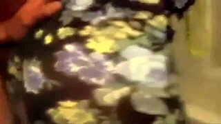 girl in dress and panties gives guy kinky assjob with grinding