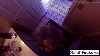 sarah jessie gives bj in bathroom