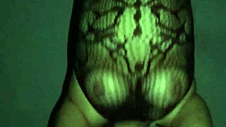 Chubby mexican wife in fishnets bounces her big tits for voyeur