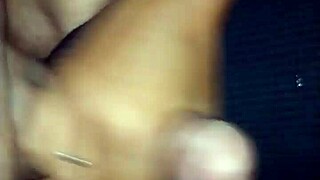 Girlfriend gives handjob to friend's big cock, leading to explosive cumshot in secret.