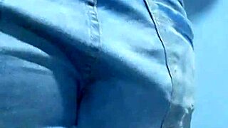 married man dancing in wife's shorts