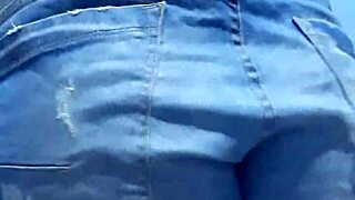 married man dancing in wife's shorts