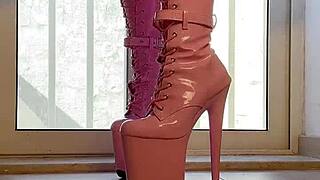 Hey, can you picture me strutting in pink boots? They're pure erotic fantasy on these tall heels!