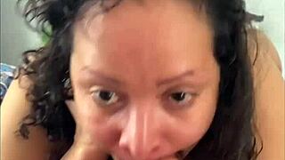 i give pov blowjob to big black cock, mature latina milf gets facial