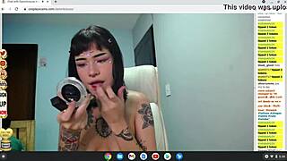 petite rocker cosplay tattooed babe naked on cam