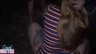 Nicoly Mattos and Lukas Zaad Sucking Motoboy Cocks in Public Square for Cumshots