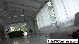 Natasha nice masturbates her pussy close up.