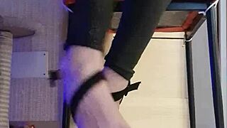 dirty teen 18+ in black leggings fingering herself in the shower 😏