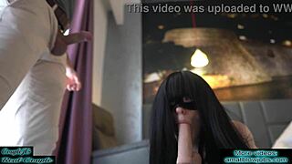 Intense sucking of two cocks in double blowjob POV with dildo