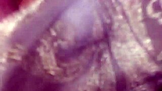 Big Purple Dildo Slides into Tight Wet Pussy Easily