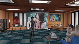 In Fallout 4, a cute brunette explores vicious fashion in a 3D anime hentai style