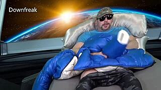 canadian girl masturbates in bed with fetish jacket