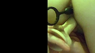 i'm licking this babe's pussy while she gets double penetrated with toys, feeling her tight body