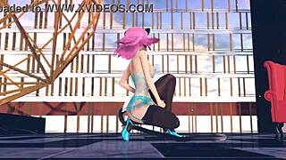 Pink cat in lingerie from touhou r-18 mmd, huge tits and boobs