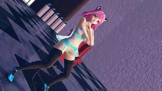 Pink cat in lingerie from touhou r-18 mmd, huge tits and boobs