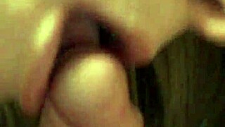 blonde girl gives a casual blowjob to her guy