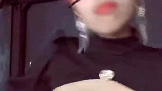 Bras Squeezing Big Tits of a Teen in Tight Lingerie