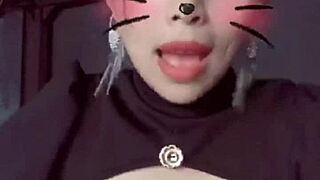 Bras Squeezing Big Tits of a Teen in Tight Lingerie