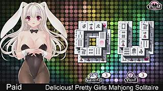 Pretty Japanese girls enjoy mahjong solitaire game with Miyu.