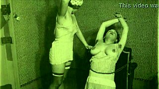 Vintage lesbian bondage in retro style