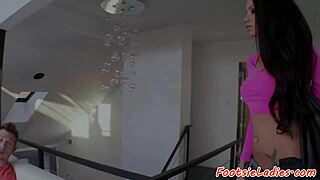 petite european babe gets feet worshiped before riding hard cock