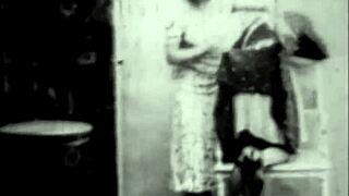 Vintage lesbian bondage in retro style