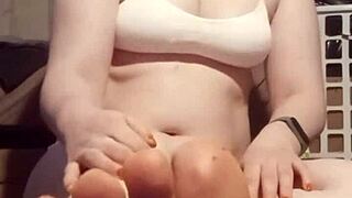 White Lingerie And Bare Feet Tease