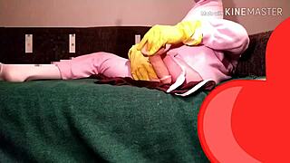 Homemade cosplay solo! Anal assfucking with large black dildo!