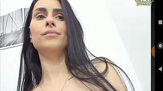 feeling so aroused while sucking my big tits on webcam