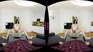 rabbit toy fucks her in stockings and bunny costume 😏