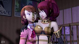 Takeba and Mitsuru enjoy lesbian hentai sex with fingering 😍