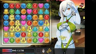 Ebony brunette gets a monster alien cock in HuniePop uncensored.